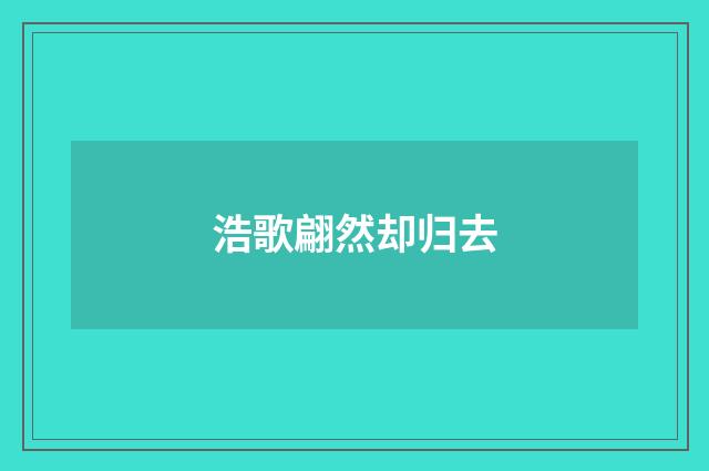 浩歌翩然却归去