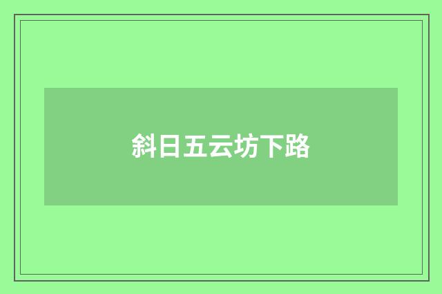 斜日五云坊下路