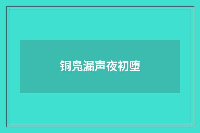 铜凫漏声夜初堕