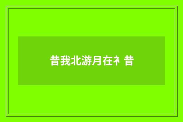 昔我北游月在衤昔