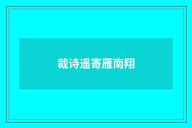 裁诗遥寄雁南翔