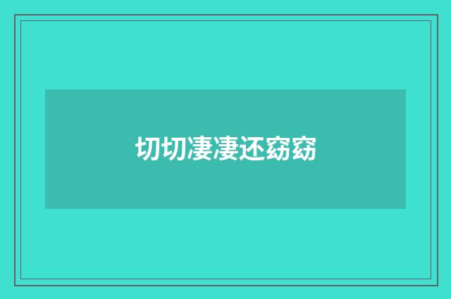 切切凄凄还窈窈