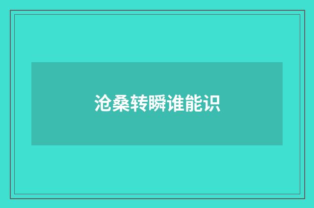 沧桑转瞬谁能识