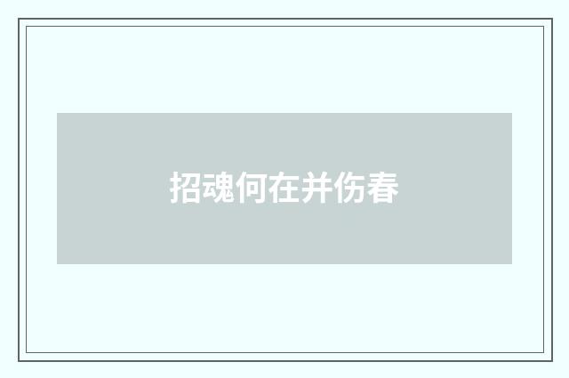 招魂何在并伤春