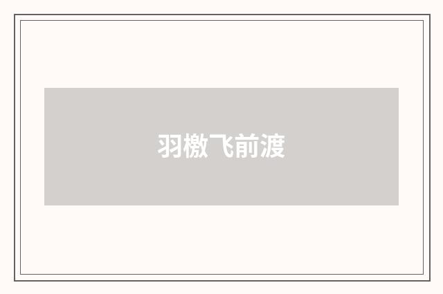 羽檄飞前渡