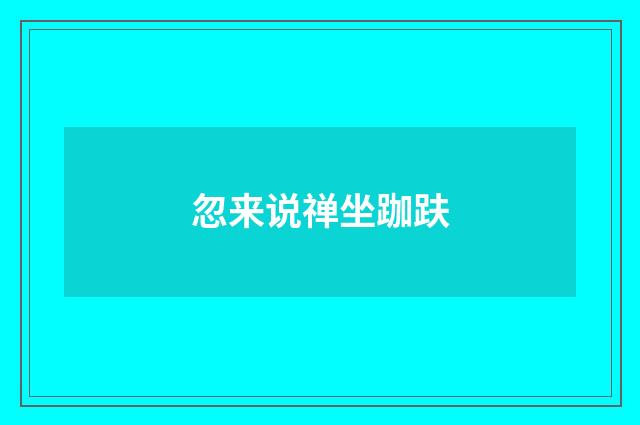 忽来说禅坐跏趺