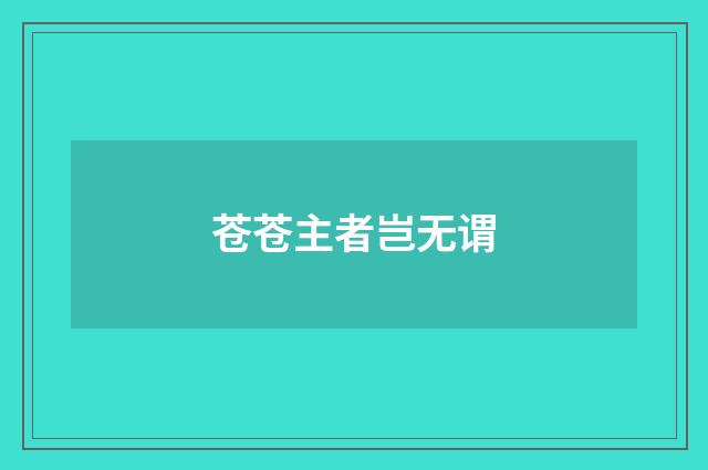 苍苍主者岂无谓