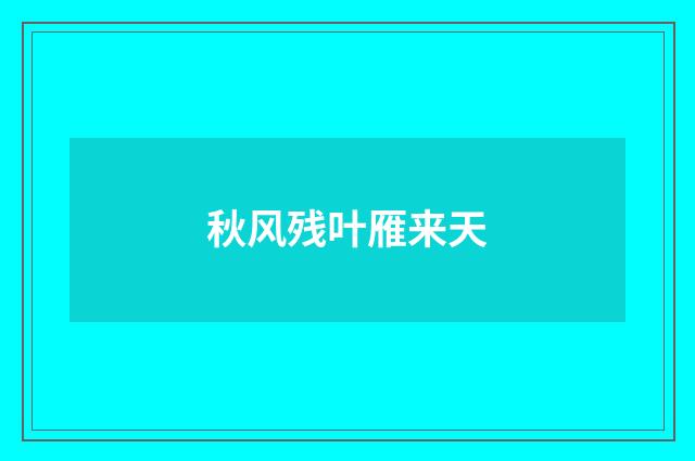 秋风残叶雁来天
