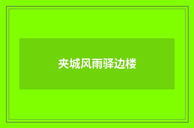 夹城风雨驿边楼
