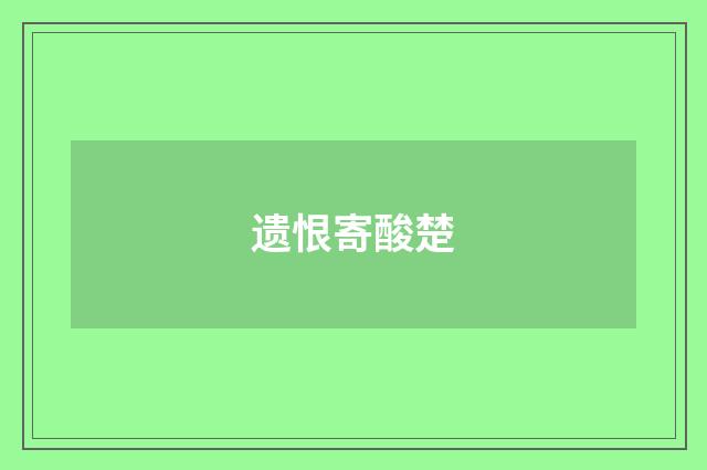 遗恨寄酸楚