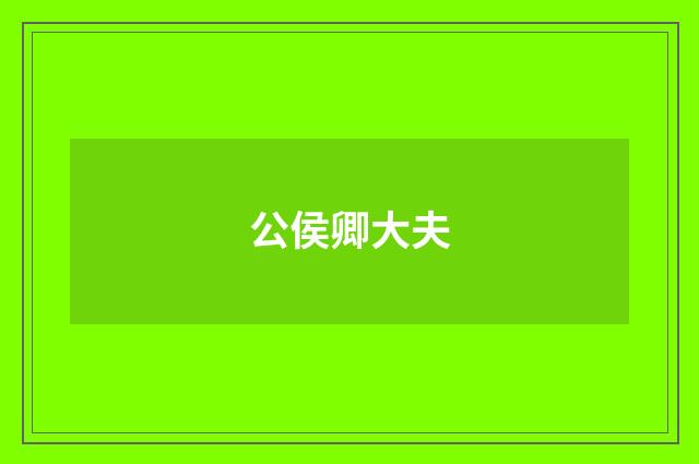 公侯卿大夫
