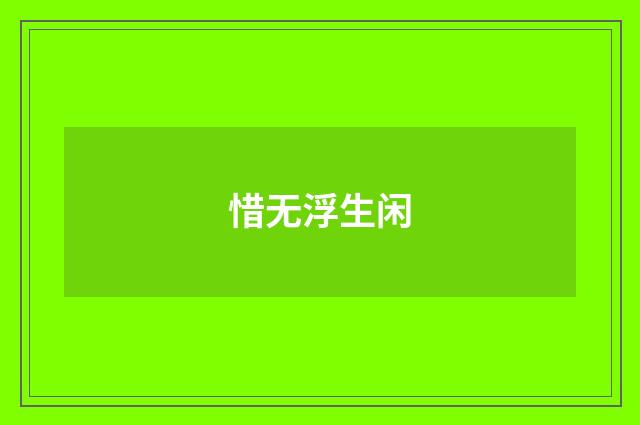 惜无浮生闲
