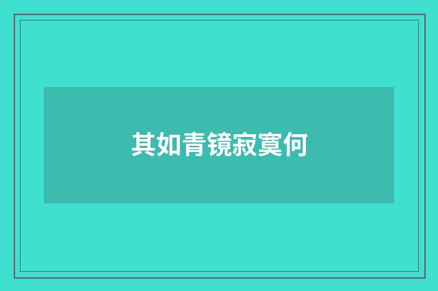 其如青镜寂寞何