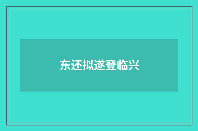 东还拟遂登临兴