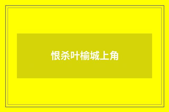 恨杀叶榆城上角