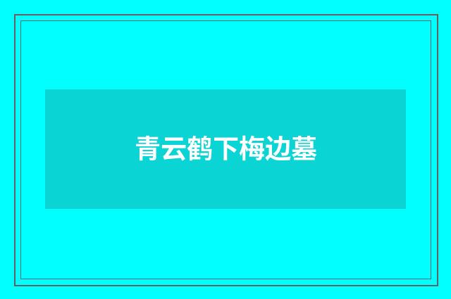 青云鹤下梅边墓