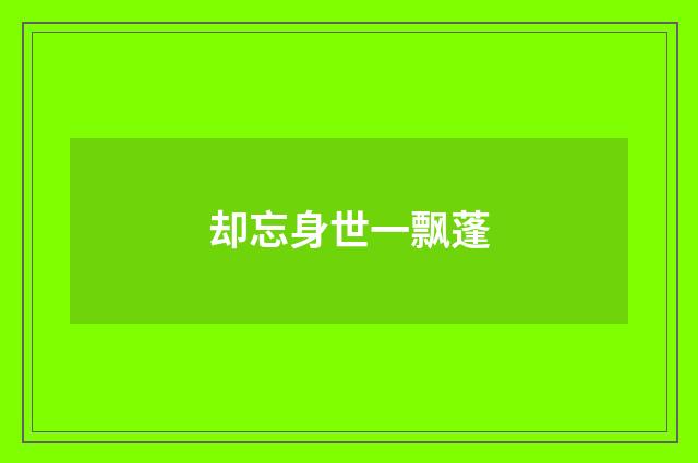 却忘身世一飘蓬