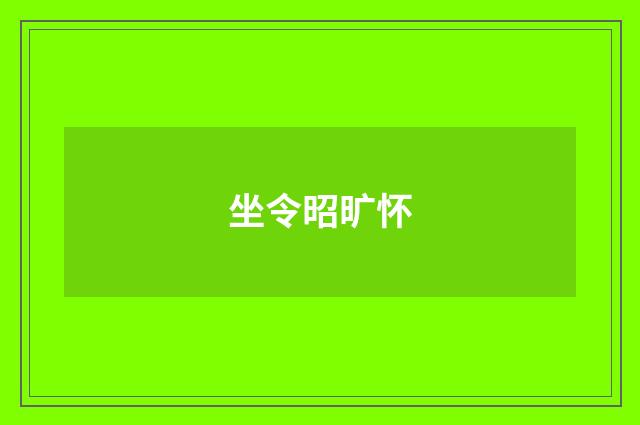 坐令昭旷怀