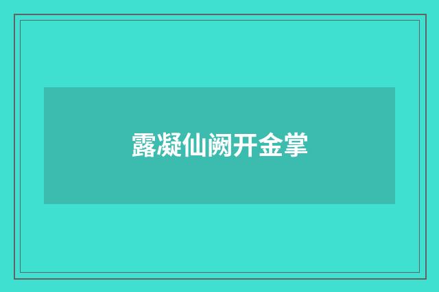 露凝仙阙开金掌