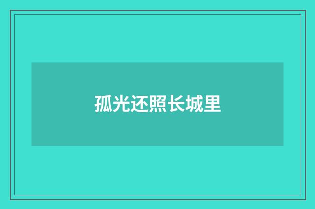孤光还照长城里
