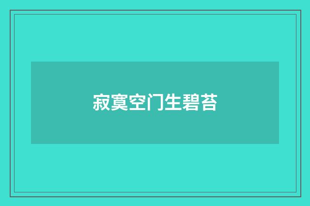 寂寞空门生碧苔