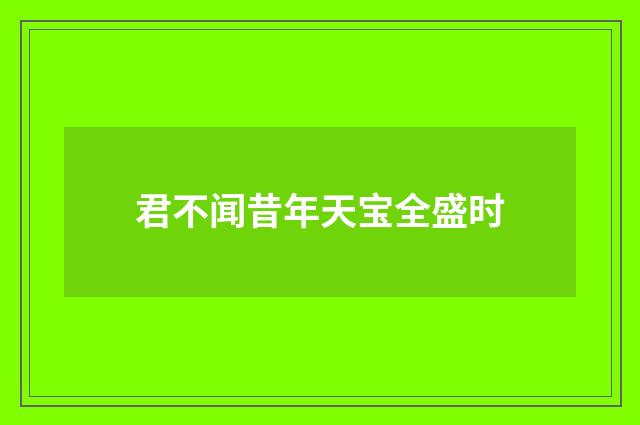 君不闻昔年天宝全盛时