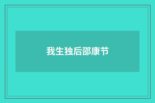 我生独后邵康节