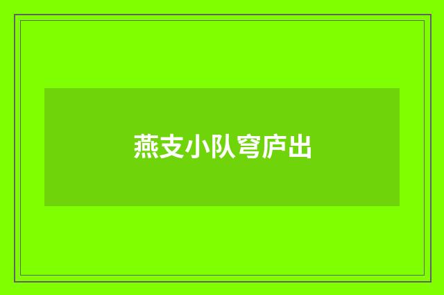 燕支小队穹庐出