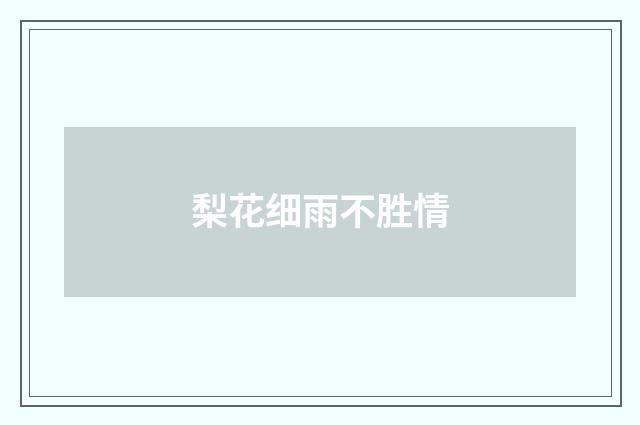 梨花细雨不胜情