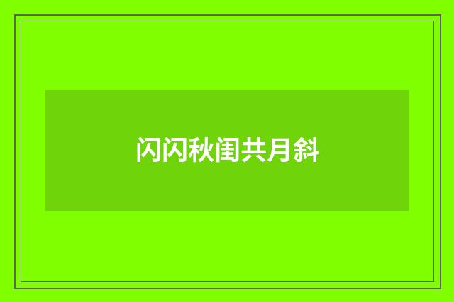 闪闪秋闺共月斜