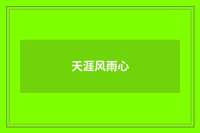 天涯风雨心
