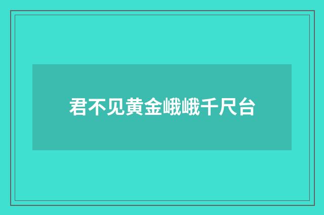 君不见黄金峨峨千尺台