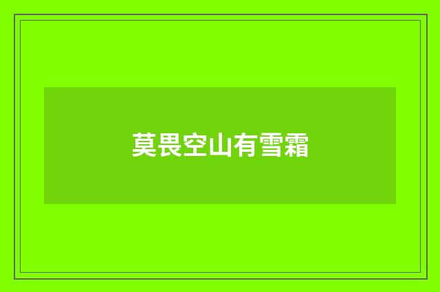 莫畏空山有雪霜