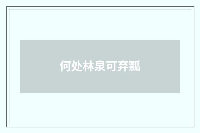 何处林泉可弃瓢