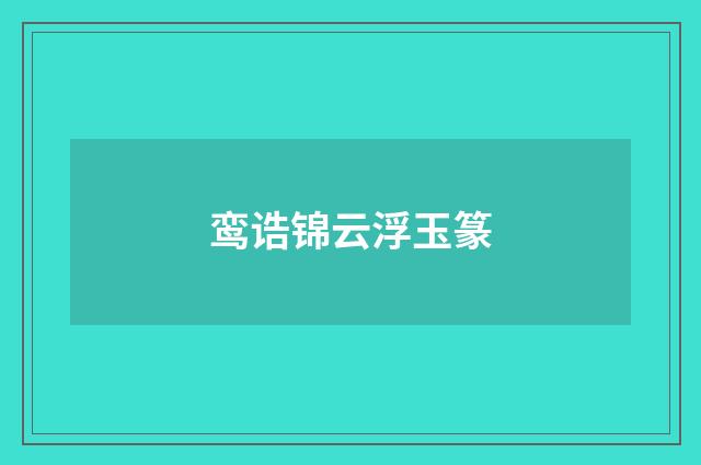 鸾诰锦云浮玉篆