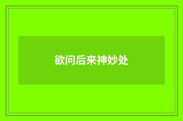 欲问后来神妙处