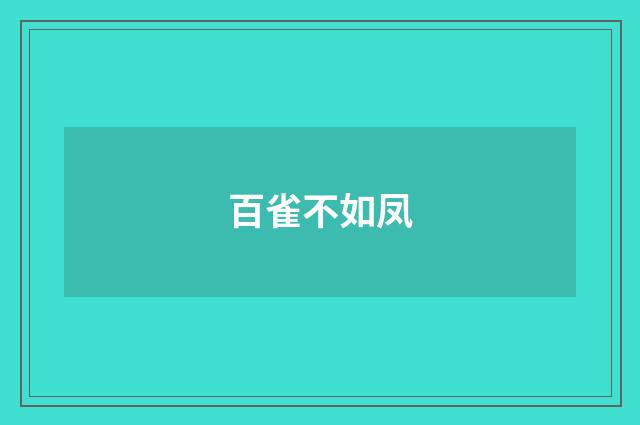 百雀不如凤