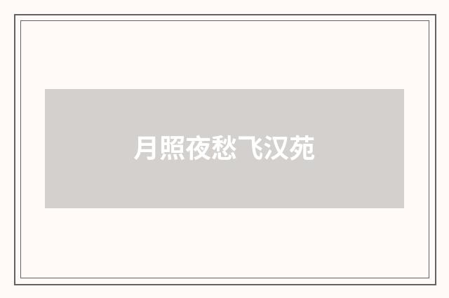 月照夜愁飞汉苑