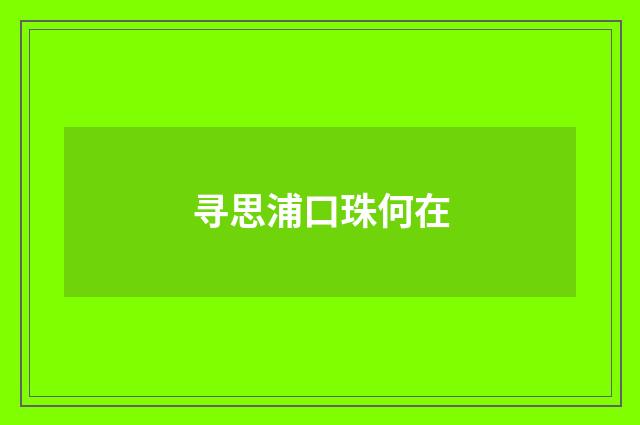 寻思浦口珠何在