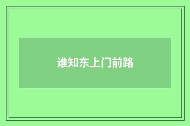 谁知东上门前路