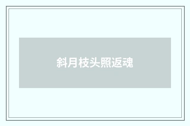 斜月枝头照返魂