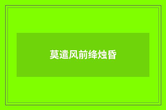 莫遣风前绛烛昏