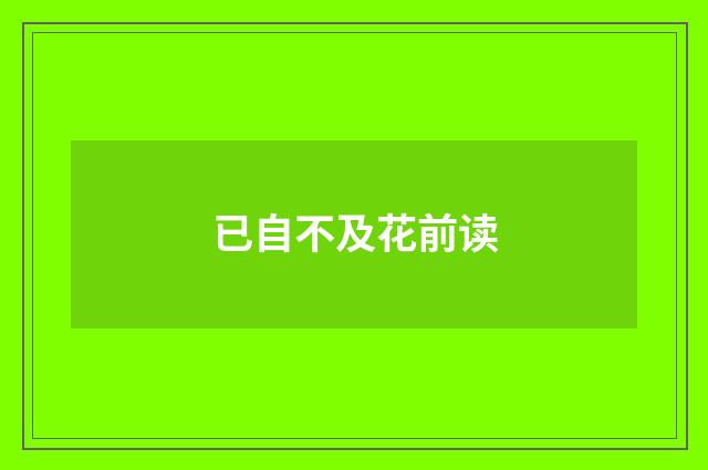 已自不及花前读