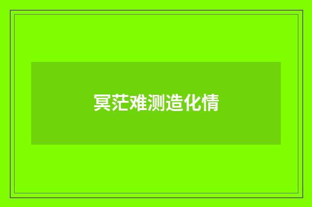 冥茫难测造化情