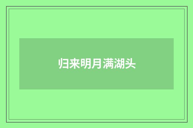 归来明月满湖头