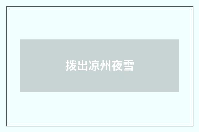 拨出凉州夜雪