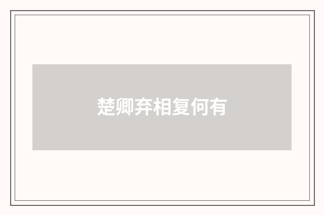 楚卿弃相复何有