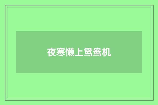 夜寒懒上鸳鸯机