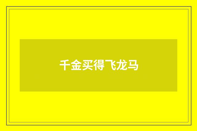 千金买得飞龙马
