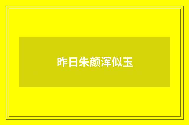 昨日朱颜浑似玉